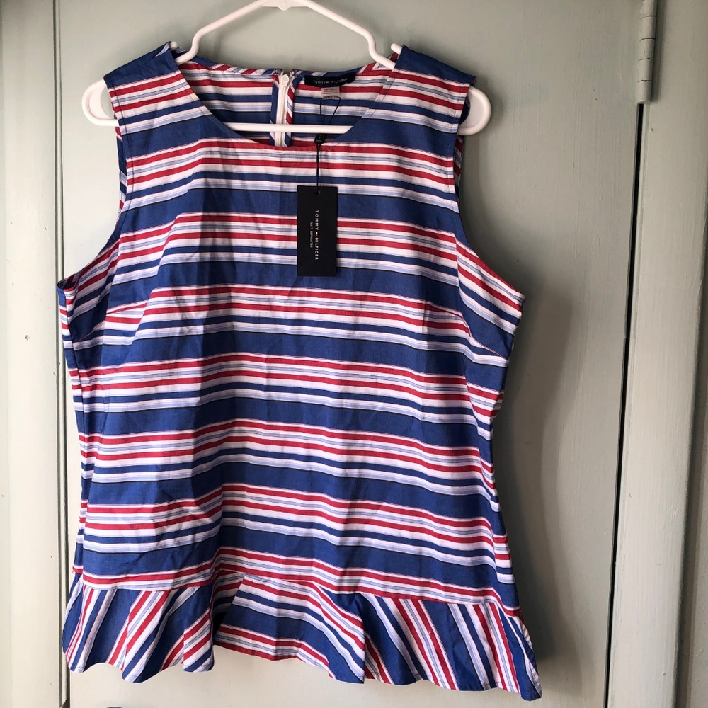 Tommy Hilfiger Women's Peplum Top Sz L Nautical